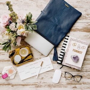 RACHEL ZOE | box of style navy leather clutch